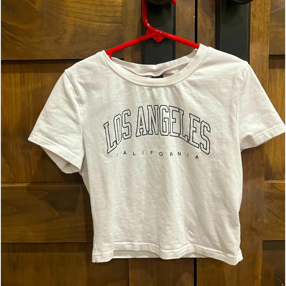 White Los Angeles crop tee